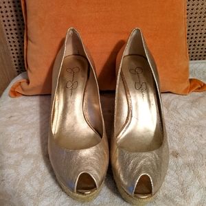 Jessica Simpson Gold Espadrille Wedge